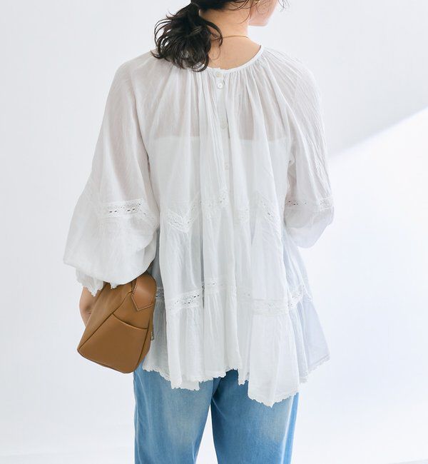  「【シーズンムードを高める】コットンボイルレースブラウス」|シャツ・ブラウス|