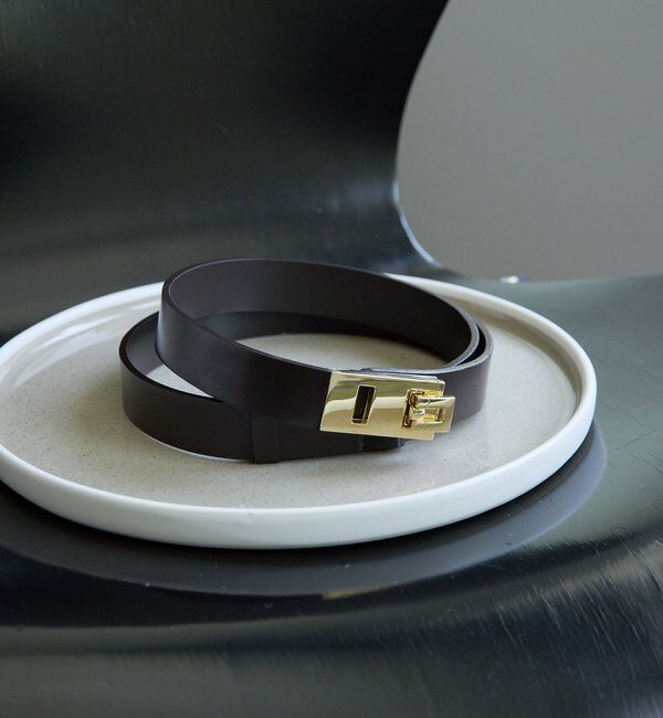  「《ウエスト調整自由自在！》スクエアバックルベルト」|ベルト|ダークブラウン