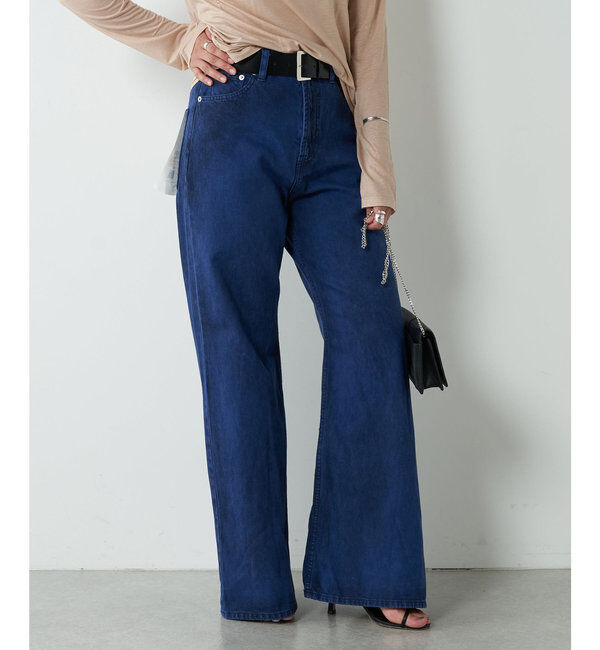  「【ai no de】ogamoレザーライクバギーパンツ」|デニム|