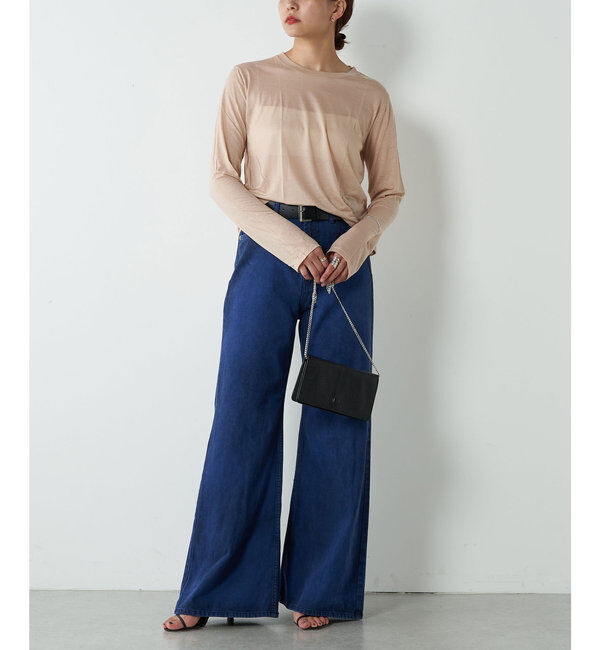  「【ai no de】ogamoレザーライクバギーパンツ」|デニム|