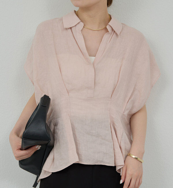  「【大人気ブラウスがリバイバル！】ハーフスリーブウエストシェイプシャツ」|シャツ・ブラウス|