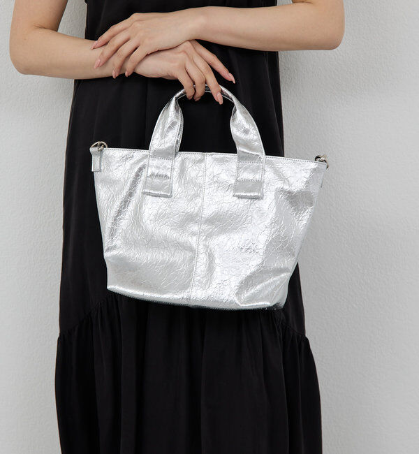  「【2.718】パテントMIDIトート」|トートバッグ|シルバー