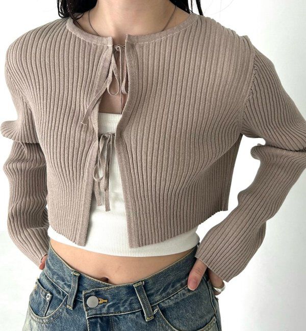  「【5色展開】ラメリボンカーディガン」|カーディガン|