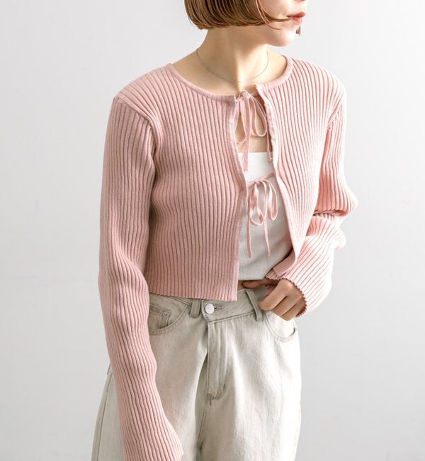  「【5色展開】ラメリボンカーディガン」|カーディガン|