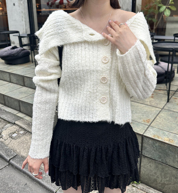  「[mline]襟付きボタンニットカーデ」|カーディガン|