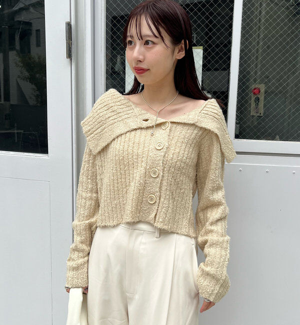  「[mline]襟付きボタンニットカーデ」|カーディガン|