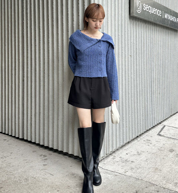  「[mline]襟付きボタンニットカーデ」|カーディガン|