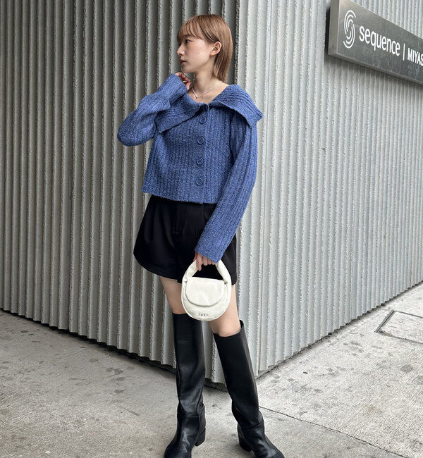  「[mline]襟付きボタンニットカーデ」|カーディガン|