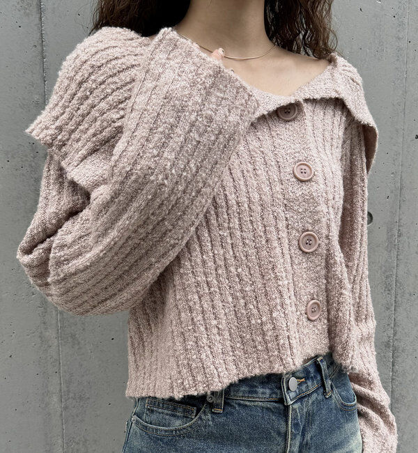  「[mline]襟付きボタンニットカーデ」|カーディガン|
