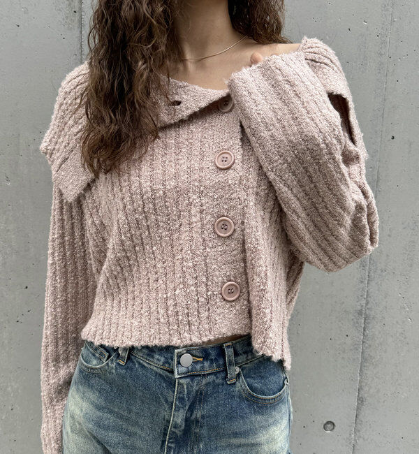  「[mline]襟付きボタンニットカーデ」|カーディガン|