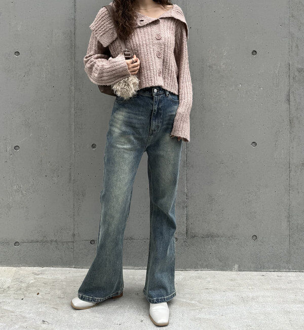  「[mline]襟付きボタンニットカーデ」|カーディガン|