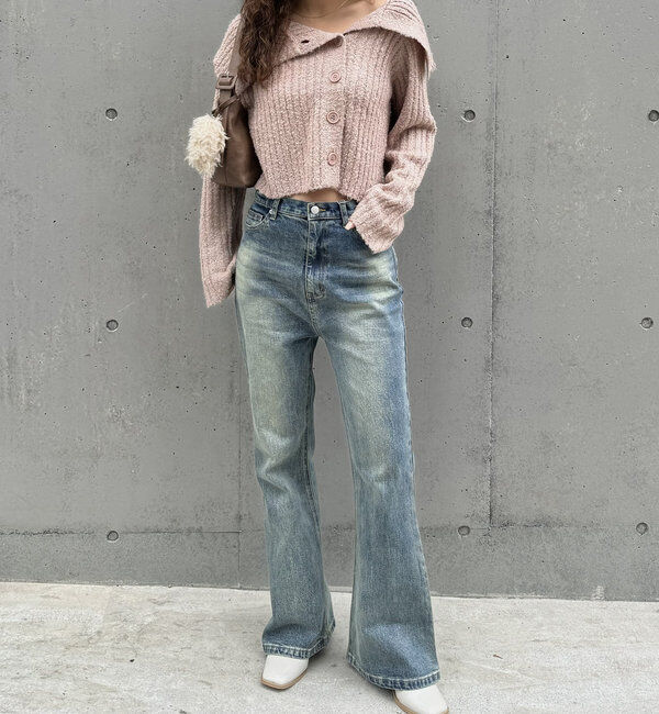  「[mline]襟付きボタンニットカーデ」|カーディガン|