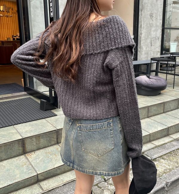  「[mline]襟付きボタンニットカーデ」|カーディガン|