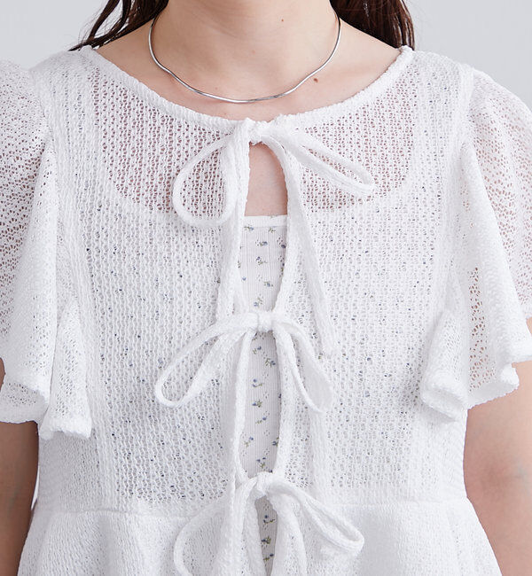  「ペプラムリボンチュニック」|シャツ・ブラウス|