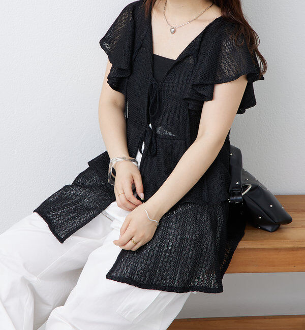  「ペプラムリボンチュニック」|シャツ・ブラウス|ブラック