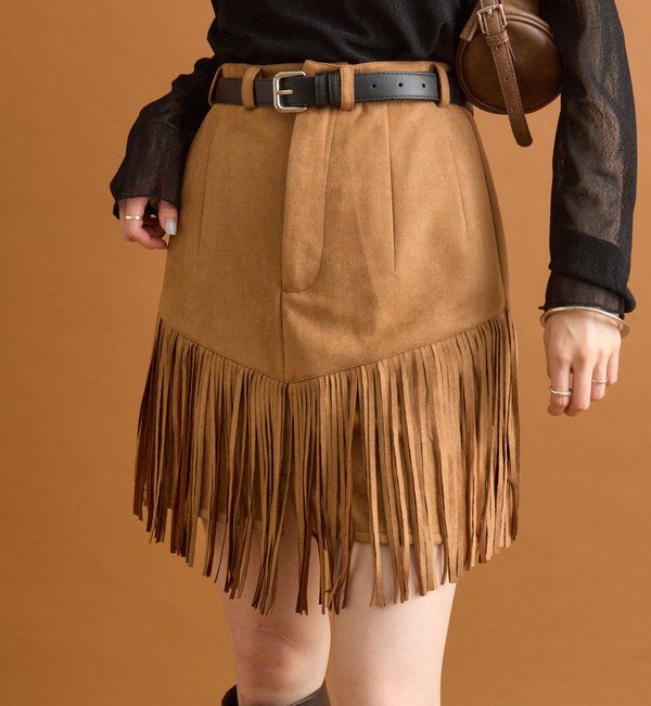  「フェイクスウェードフリンジスカート」|スカート|