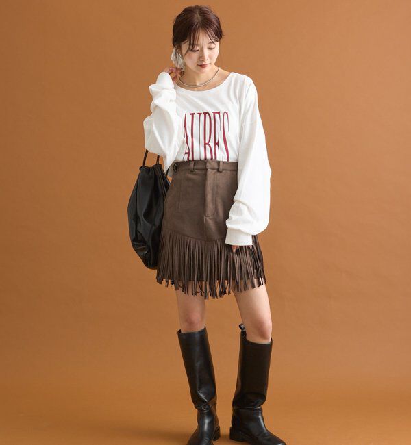  「フェイクスウェードフリンジスカート」|スカート|