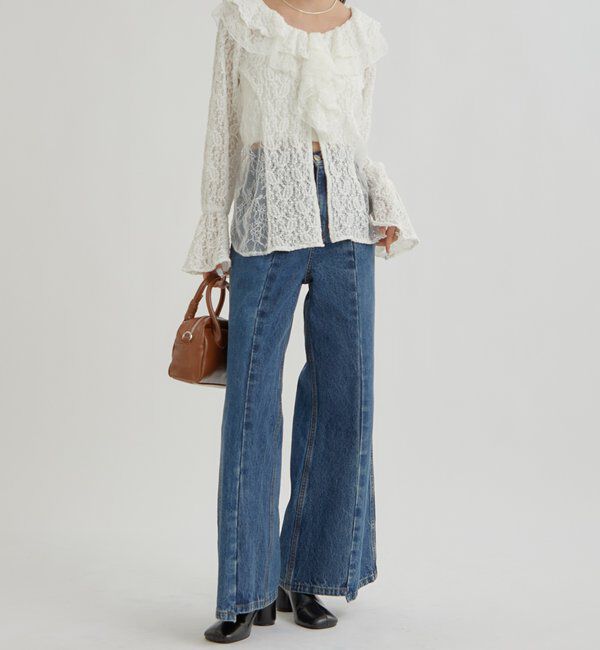  「レース切替ブラウス」|シャツ・ブラウス|