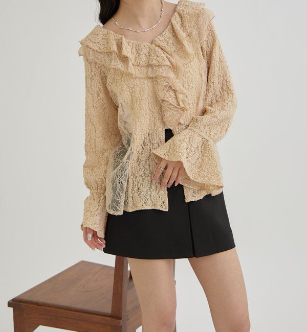  「レース切替ブラウス」|シャツ・ブラウス|