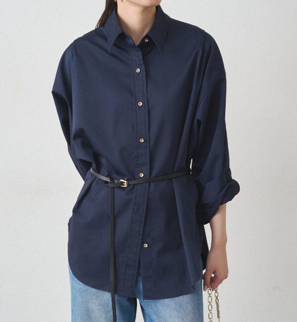  「サテンBIGシャツ」|シャツ・ブラウス|ネイビー
