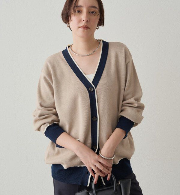  「配色ラインニットカーデ」|ニット・セーター|