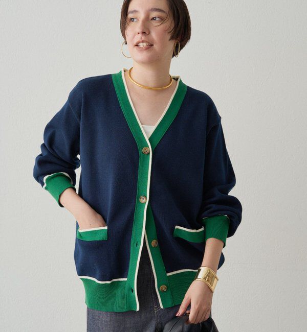  「配色ラインニットカーデ」|ニット・セーター|