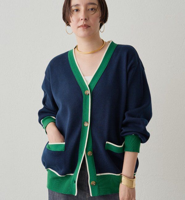  「配色ラインニットカーデ」|ニット・セーター|
