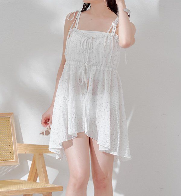  「【WEB限定/REVIVAL】肩リボンキャミチュニック水着３点セット」|ビキニ|