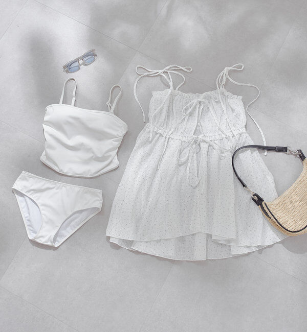  「【WEB限定/REVIVAL】肩リボンキャミチュニック水着３点セット」|ビキニ|