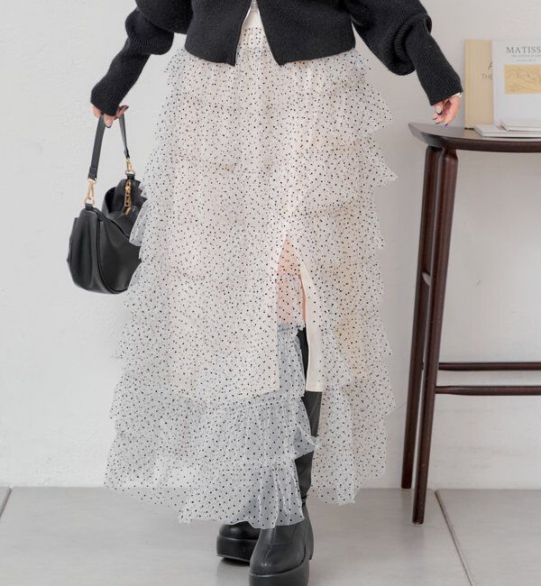  「スリットフリルロングスカート」|スカート|ホワイトその他2