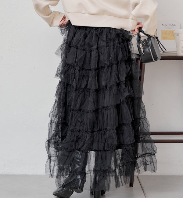  「スリットフリルロングスカート」|スカート|