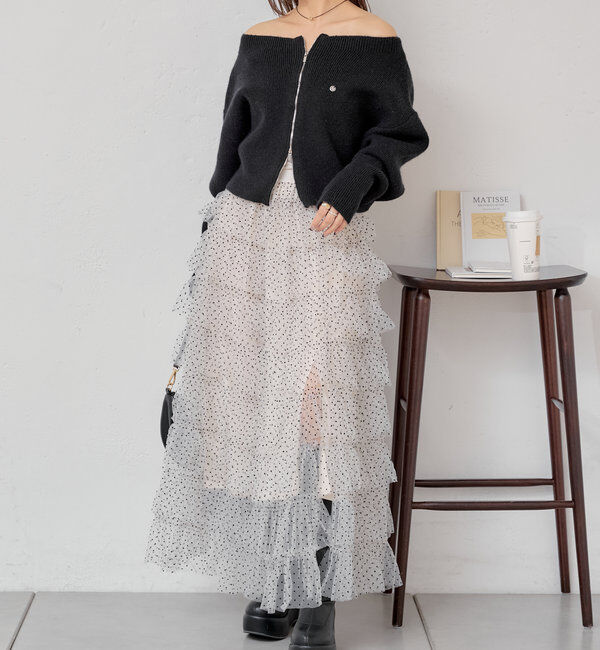  「スリットフリルロングスカート」|スカート|