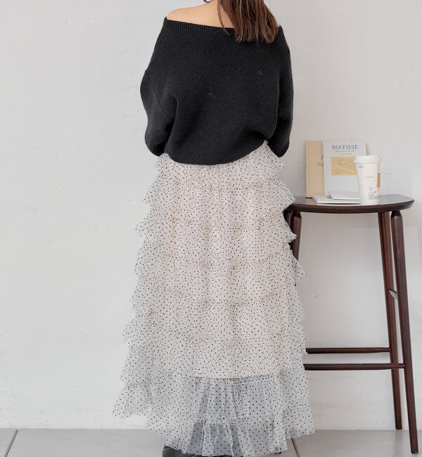  「スリットフリルロングスカート」|スカート|