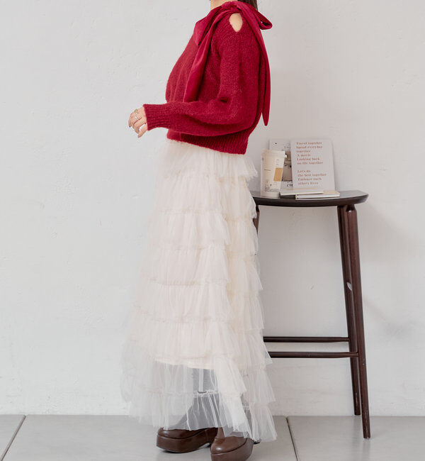  「スリットフリルロングスカート」|スカート|