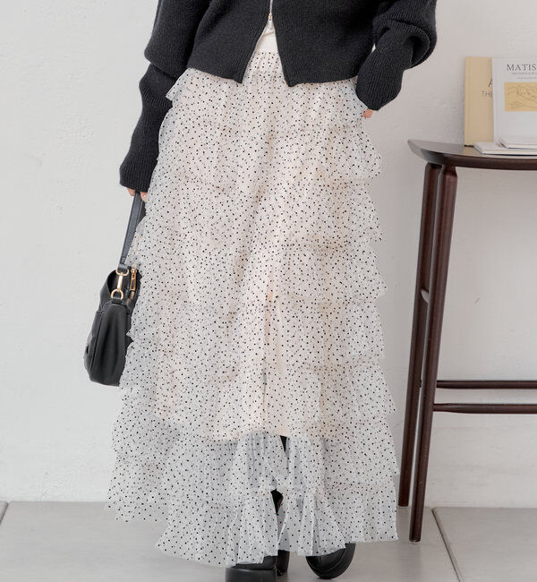  「スリットフリルロングスカート」|スカート|