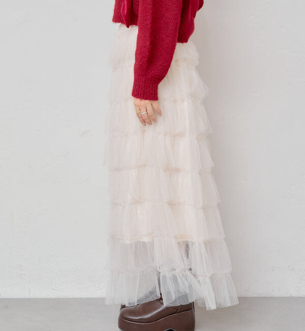  「スリットフリルロングスカート」|スカート|