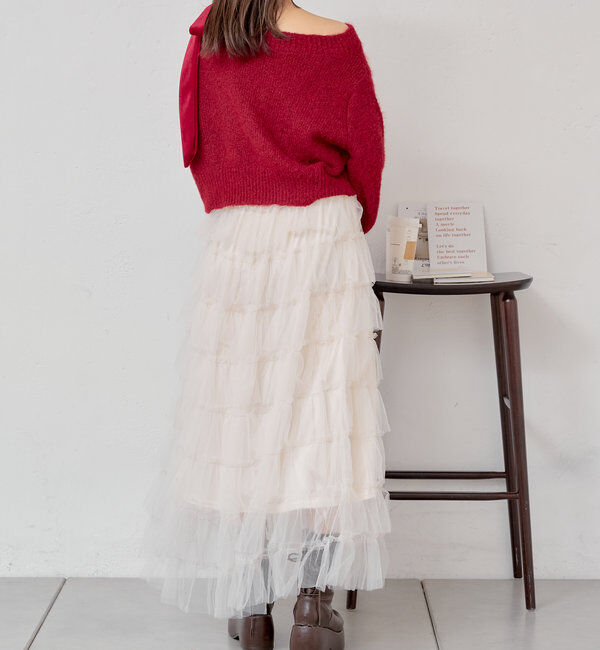  「スリットフリルロングスカート」|スカート|