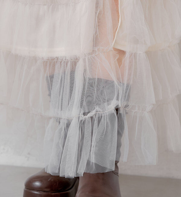  「スリットフリルロングスカート」|スカート|