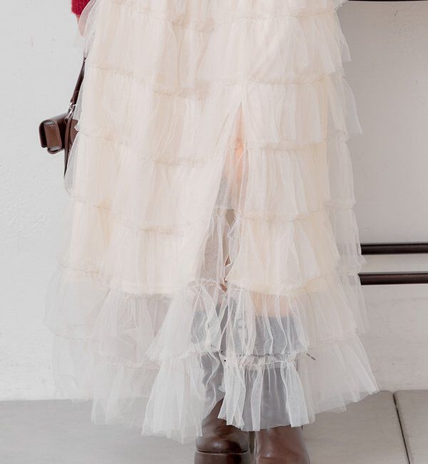  「スリットフリルロングスカート」|スカート|