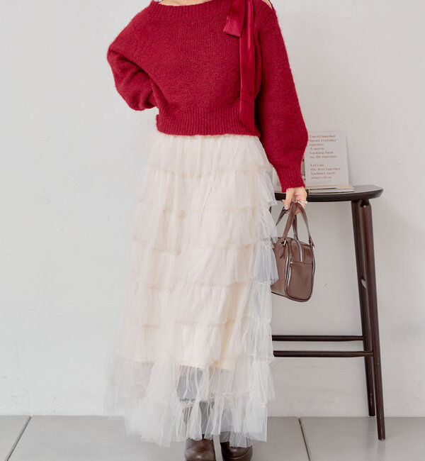  「スリットフリルロングスカート」|スカート|