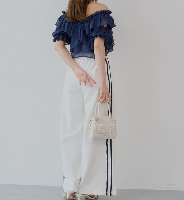  「【5色展開】シアーフラワーショルダースリットフリルブラウス」|シャツ・ブラウス|