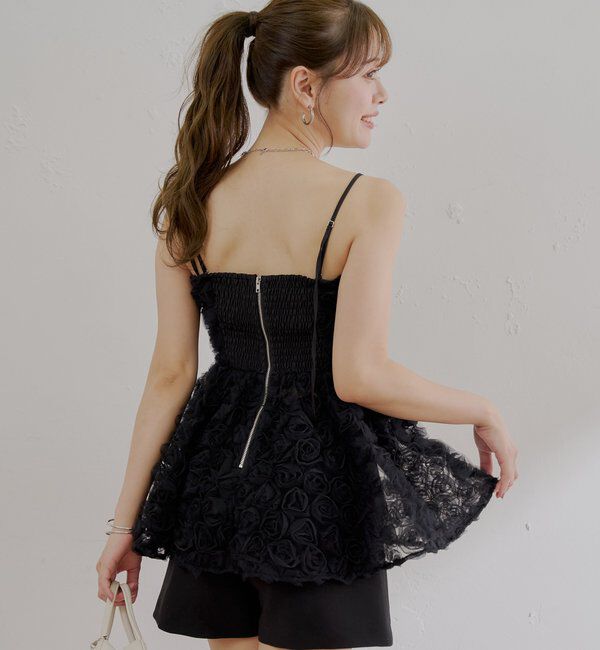  「【SALON by Chico】ローズチュールペプラムブラウス」|シャツ・ブラウス|