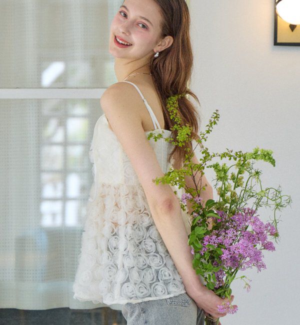  「【SALON by Chico】ローズチュールペプラムブラウス」|シャツ・ブラウス|