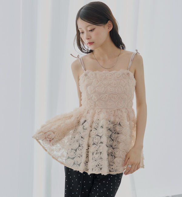  「【SALON by Chico】ローズチュールペプラムブラウス」|シャツ・ブラウス|