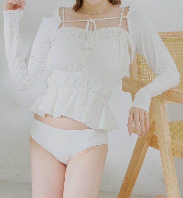  「【水着】ボレロレイヤード3点セット」|ビキニ|ホワイト