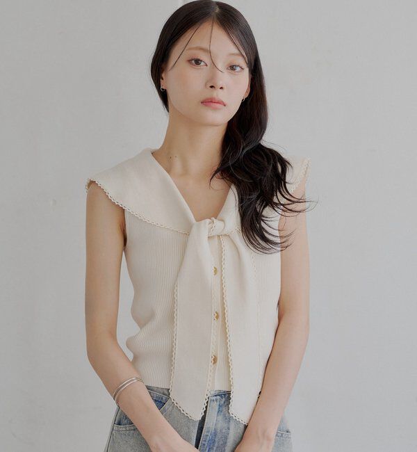  「【SALON by Chico/4色展開】セーラーノースリベスト」|ニット・セーター|