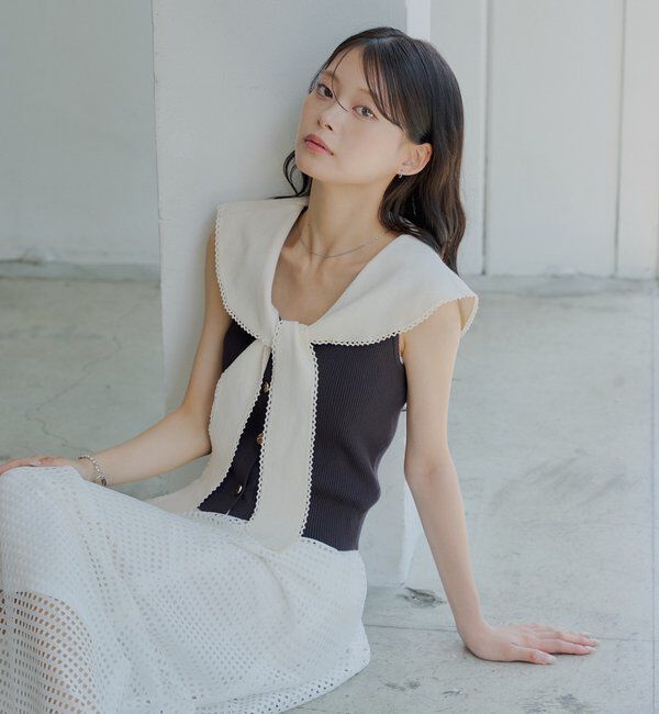  「【SALON by Chico/4色展開】セーラーノースリベスト」|ニット・セーター|