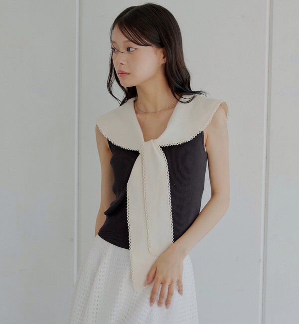  「【SALON by Chico/4色展開】セーラーノースリベスト」|ニット・セーター|