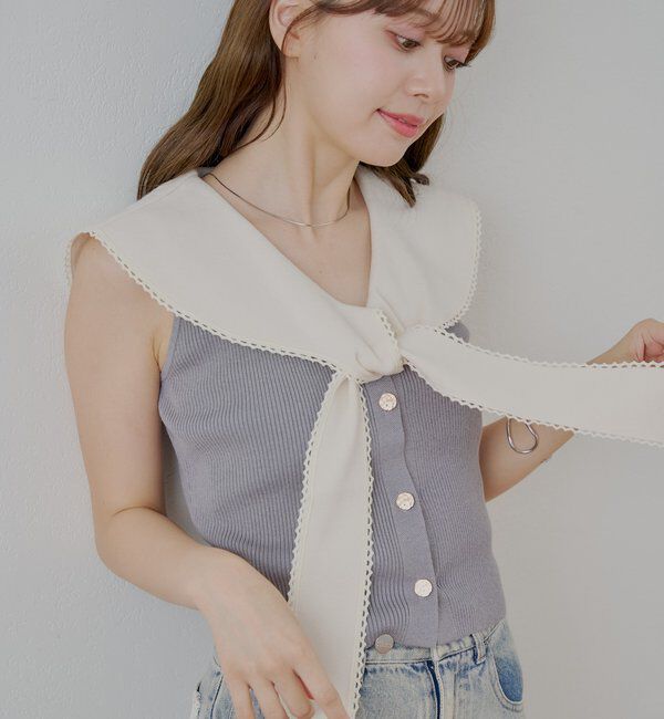  「【SALON by Chico/4色展開】セーラーノースリベスト」|ニット・セーター|