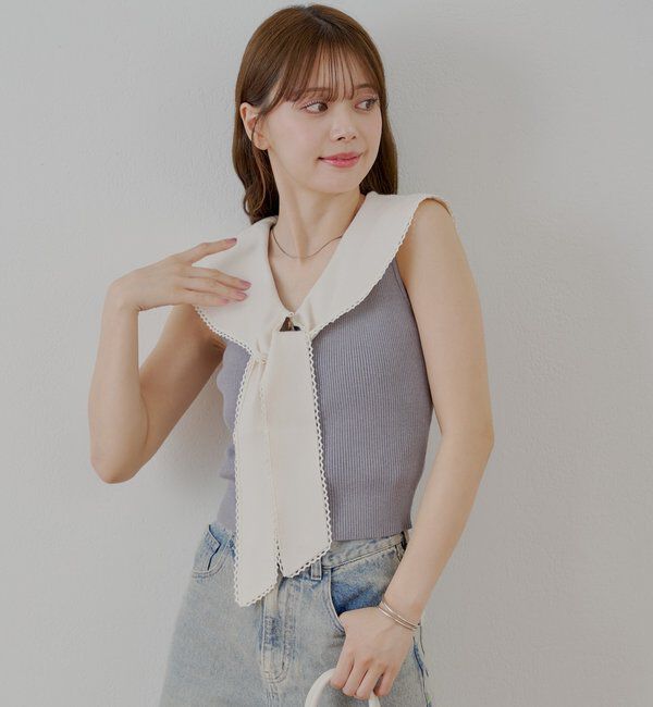  「【SALON by Chico/4色展開】セーラーノースリベスト」|ニット・セーター|